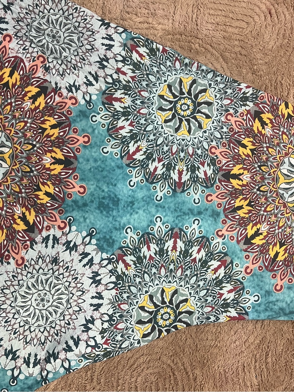 Boho Medallion Throw  in Teal, Yellow, and Burgundy - Unbranded